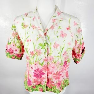 1960s Vintage Floral Button Down Blouse